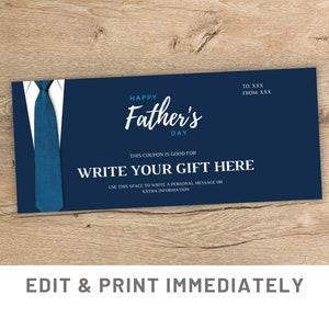 Geschenkgutschein zum Vatertag, druckbare Canva-Vorlage, individuelle Vatertagskarte, Vatertagskarte, Überraschungskarte für den Vater, Last-Minute-Geschenk zum Vatertag