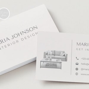 Interior Design Business Card Template Interior Architect Calling Card Interior Business Card Canva Template Card Editable Canva Template