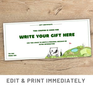 Cupón de regalo de golf Plantilla de cupón de regalo editable Canva Certificado de regalo de viaje de golf Regalo de cumpleaños de golf Boleto de golf imprimible Cupón de golf personalizado