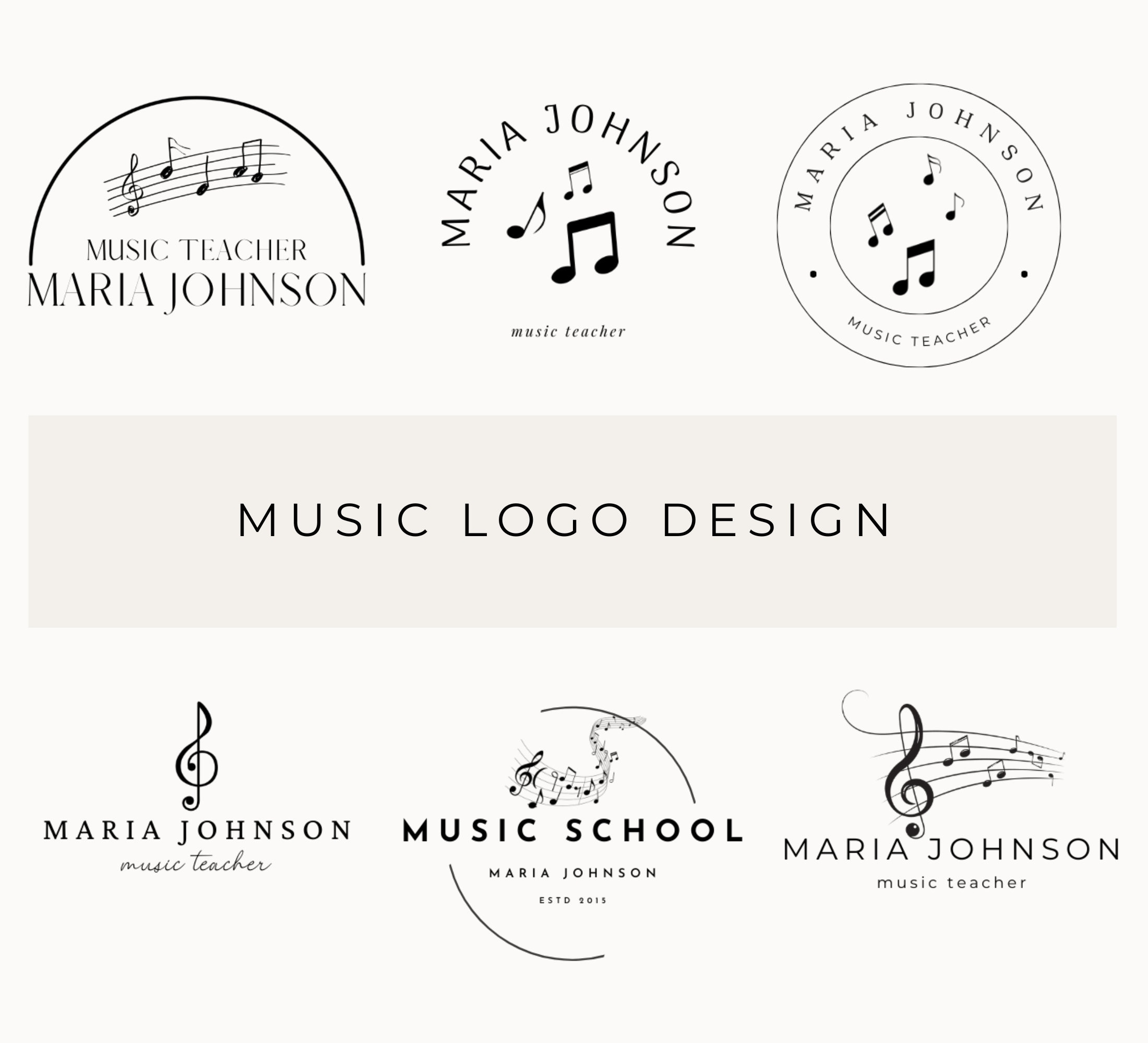 Music Logo Template Music Design 6 Customizable Watermark Music Teacher Logos Musician Logo Editable Music Logo Canva Business Logo Template