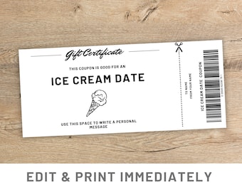 Ice Cream Date Coupon Template Canva Editable Etsy Ice Cream Date Coupon Template Canva Editable Etsy