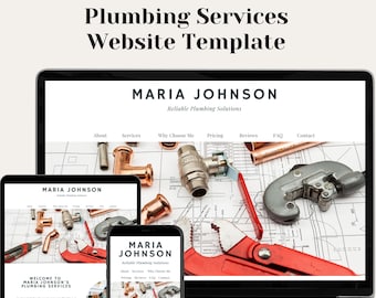 Canva-websitesjabloon voor sanitair, landingspagina loodgieter (digitale sjabloon)