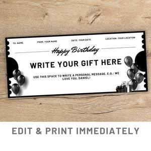Birthday Coupon Editable Gift Coupon Template Canva Birthday Gift For Men Gift Certificate Printable Gift Coupon Custom Birthday Voucher