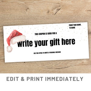 Christmas Gift Coupon Editable Gift Coupon Template Canva Christmas Gift Voucher Gift Certificate Template Printable Christmas Coupon