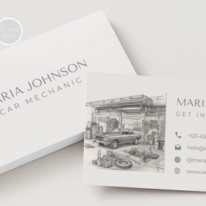 Auto-Mechaniker Visitenkarte Vorlage Auto-Reparatur Visitenkarte Canva-Vorlage Bearbeitbare Karte Canva-Vorlage