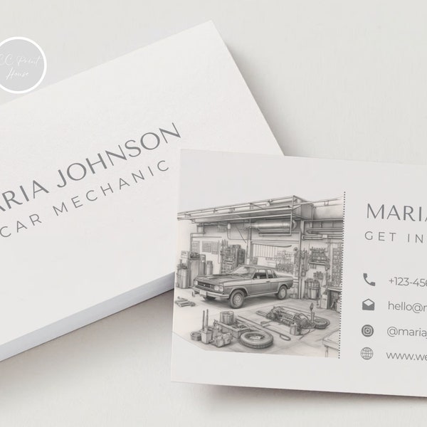 Car Mechanic Business Card Template Car Repair Calling Card Auto Repair Business Card Canva Template Editable Card Canva Template