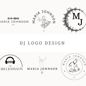 DJ Logo Design Canva 6 Logos DJ personnalisables Disc Jockey Logo Editable DJ Logo Business Musician Branding Logo Template