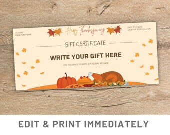 Editable Thanksgiving Coupon Gift Coupon Template Canva Thanksgiving Voucher Gift Certificate Template Printable Gift Coupon Custom Voucher