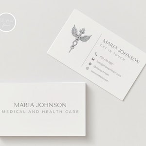 Modelo de cartão de visita de enfermeira, cartão de visita de cuidados médicos, cartão de visita, modelo canva, cartão editável, modelo canva