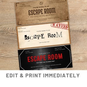 Escape Room Ticket Bundle Canva 3 Escape Room Geschenkgutscheine Benutzerdefinierte Coupon Vorlage Gutschein Geschenkvorlage Druckbare Last Minute Geschenk
