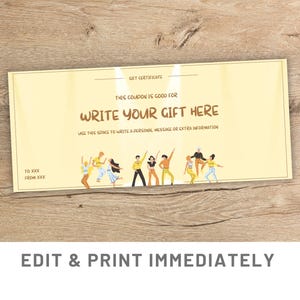 Dance Gift Coupon Editable Gift Coupon Template Canva Dance Class Gift Certificate Dance Birthday Gift Dance Session Custom Dance Voucher