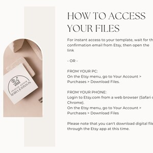 May include: A white background with black text explaining how to access digital files purchased on Etsy. The text includes instructions for accessing files from a computer and a mobile phone. The text also states that digital files cannot be downloaded through the Etsy app.