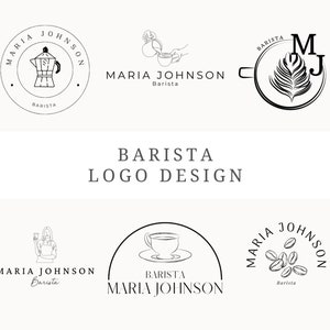 Diseño de logotipo de café Canva 6 Logotipos de barista personalizables Logotipo de cafetería Logotipo de cafetería editable Logotipo de cafetería Logotipo de granos de café Salón de té