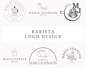 Coffee Logo Design Canva 6 Customizable Barista Logos Coffee Shop Logo Editable Cafe Logo Coffeehouse Logo Coffee Beans Logo Tearoom