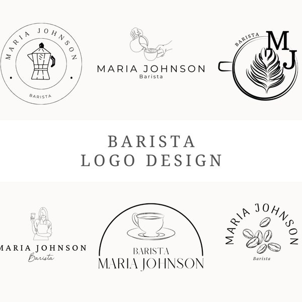 Caffè Logo Design Canva 6 Loghi barista personalizzabili Logo della caffetteria Logo del caffè modificabile Logo della caffetteria Logo dei chicchi di caffè Logo della sala da tè