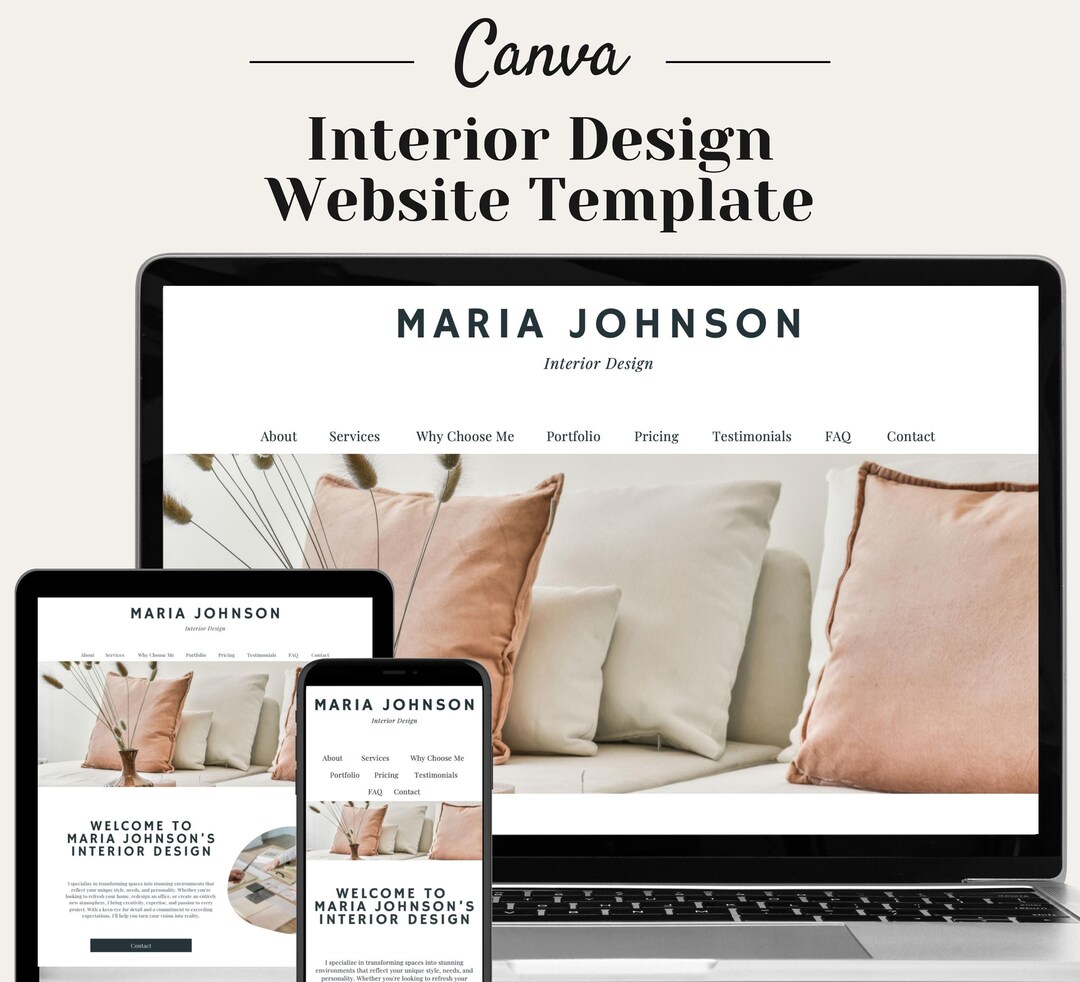 Interior Design Website Template, Canva Landing Page (digital) - Etsy
