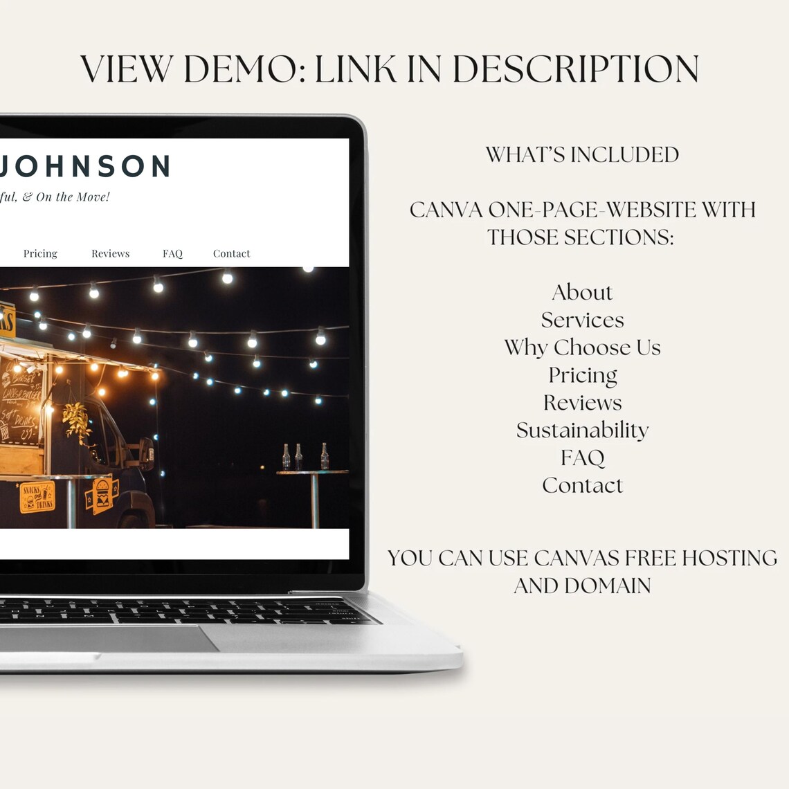 Food Truck Website Template Canva Landing Page (digital) Etsy