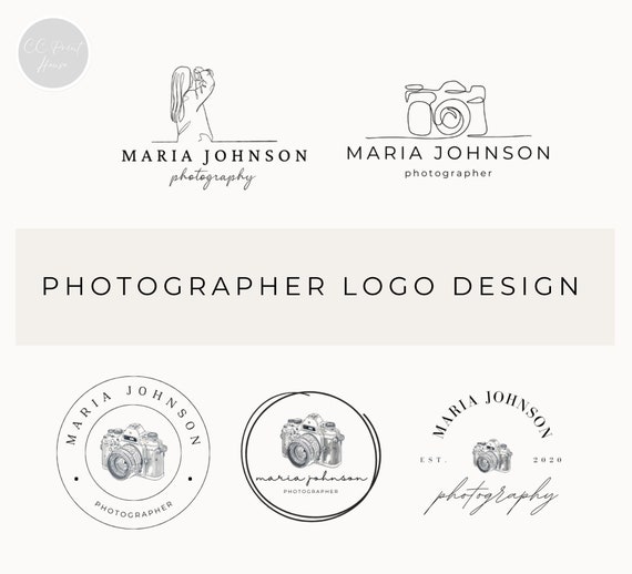 Hand-Drawn Camera Logo: 5 Photography Watermarks (Canva Template)