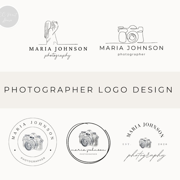 Photographer Logo Design 5 Customizable Watermark Photography Logos Camera Logo Editable Photography Logo Canva Business Hand Drawn Logo