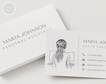 Personal Assistant Business Card Template, Editable Canva Design (Digital)
