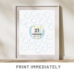 21st Message Board 121 Birthday Sign 21 Reasons Why We Love You Birthday Printable Birthday Decoration 21st Birthday Guestbook Alternative