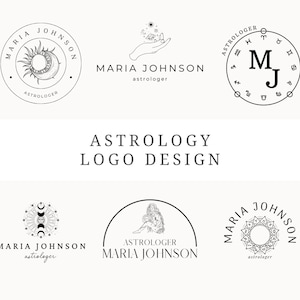 Design de logotipo de astrologia Canva 6 Logotipos de astrólogo personalizáveis Logotipo Fortuneteller Logotipo editável de horóscopo Modelo de logotipo médio psíquico Zodíaco