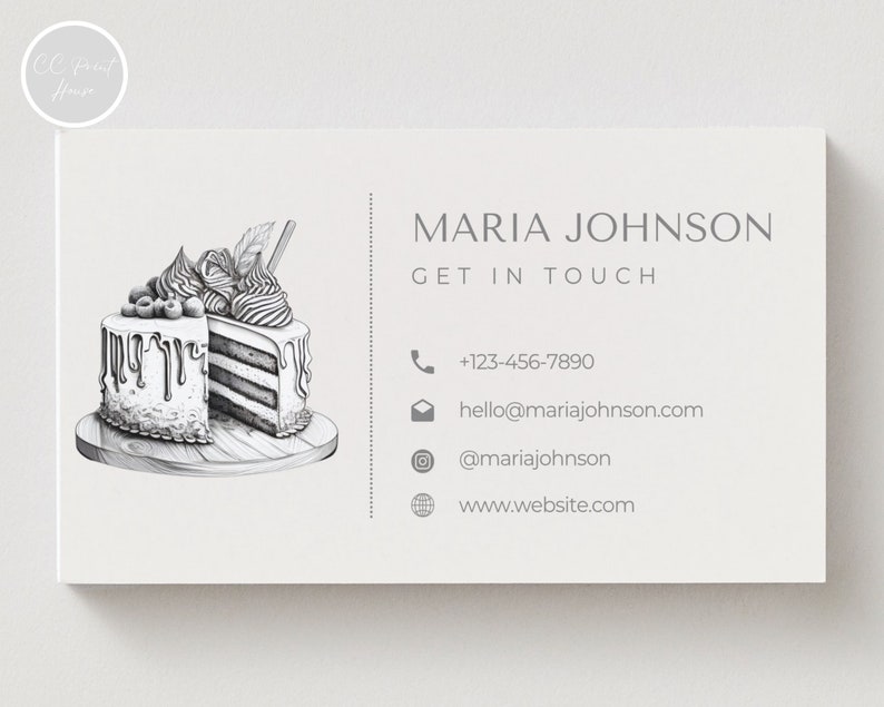 Baker Business Card Template Baker Calling Card Pastry Chef Etsy