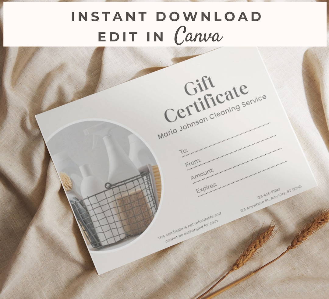 Cleaning Service Gift Certificate Template Canva Cleaning Business Gift