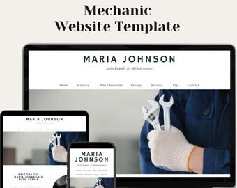 Car Mechanic Website Template | Auto Repair Canva Template (Digital)