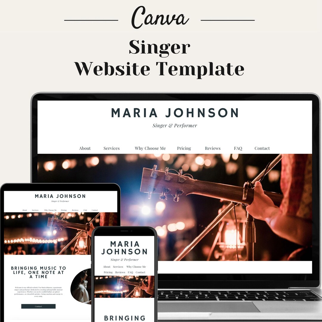 Singer Canva Website Musician Website Template Singer Landing Page ...