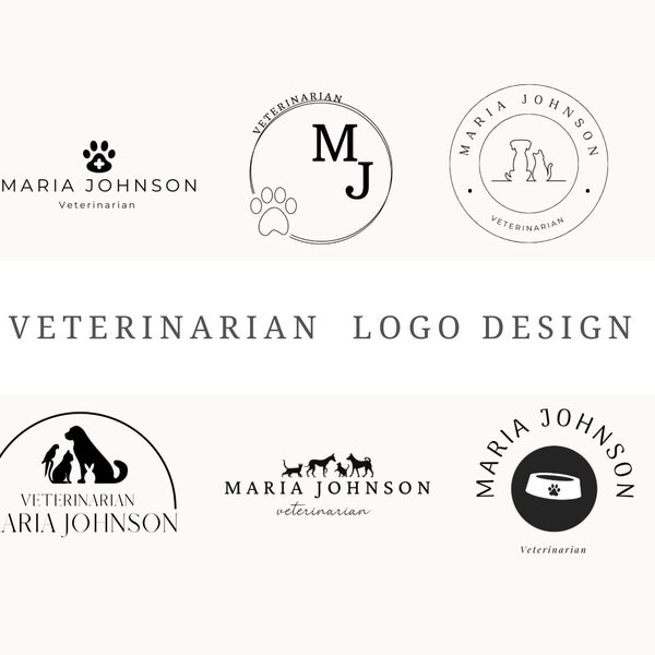 Veterinarian Logo Design Canva 6 Customizable Vet Logos Veterinarian Logo Editable Pet Logo Business Veterinarian Branding Template Pet Logo