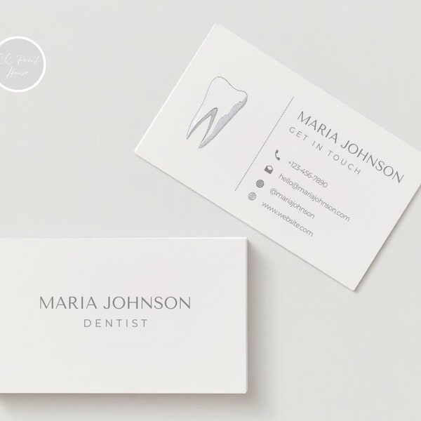 Dentist Business Card Template Dentist Calling Card Dentistry Business Card Canva Template Dentistry Card Editable Card Canva Template