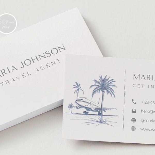 Travel Agent Business Card Template Travel Agency Calling Card Business Card Canva Template Travel Agent Card Editable Card Canva Template