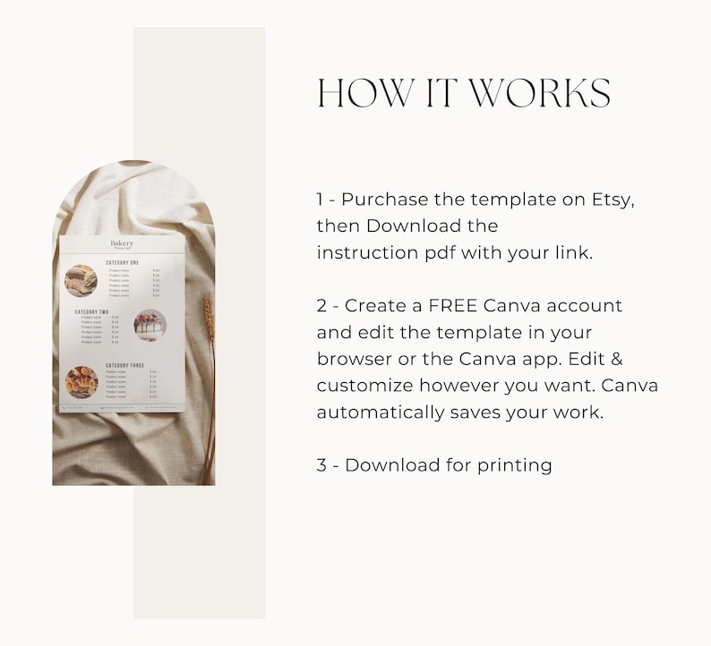 Bakery Pricing List Editable Canva Template Baker Price List Bakery