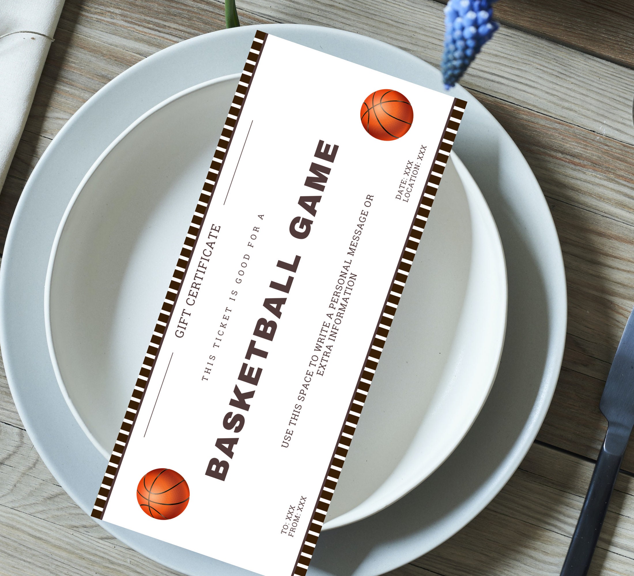Basketball Game Ticket Printable Canva Template Custom Basketball Game