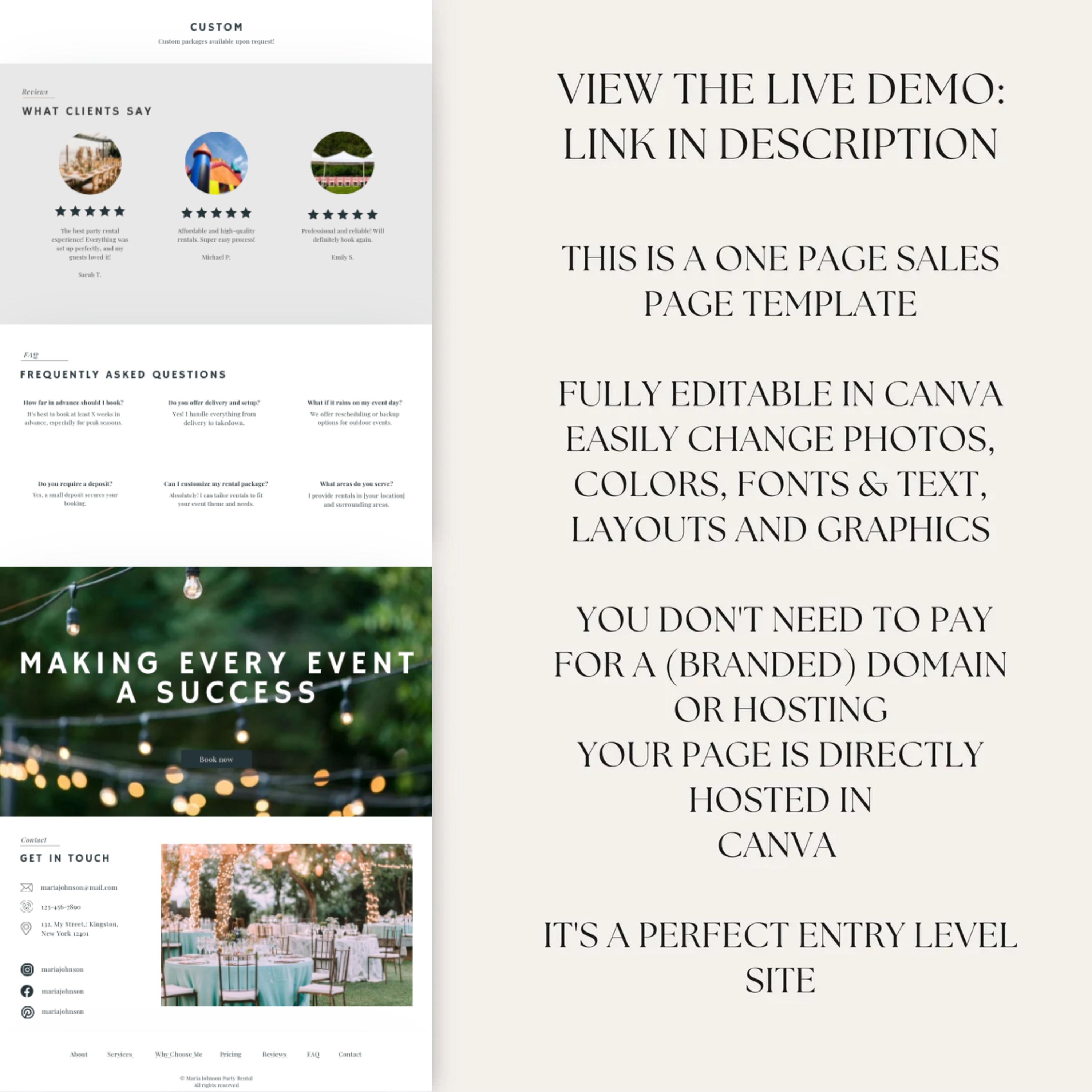 Party Rental Website Template, Event Design (canva) - Etsy