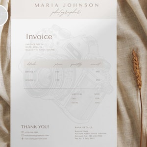 Photographer Invoice Template Photography Editable Template Printable Order Form Invoice Invoice Form Small Business Canva Template