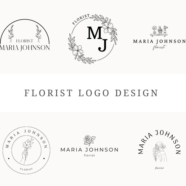 Florist Logo Design Canva 6 Customizable Watermark Florist Logos Floral Logo Editable Florist Logo Business Florist Branding Logo Template