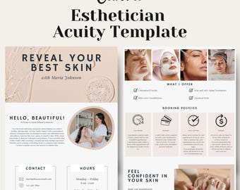 Esthetician Acuity Scheduling Template, Skincare Website Canva Banner (Digital)