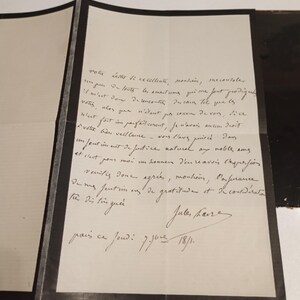 hermosa carta antigua de 1871, autografia, firmada por jules favre