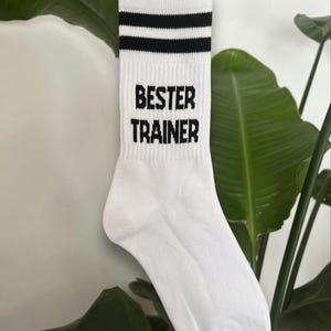 Bester Trainer Beste Trainerin Baumwolle bestickte Tennis Socken personalisiertes Geschenk Geburtstag Trainer Fußball Sport Tennis afbeelding 2