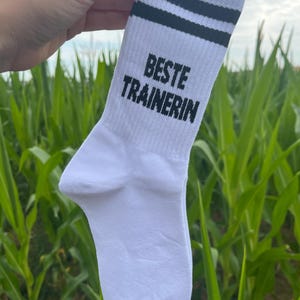 Bester Trainer Beste Trainerin Baumwolle bestickte Tennis Socken personalisiertes Geschenk Geburtstag Trainer Fußball Sport Tennis afbeelding 8