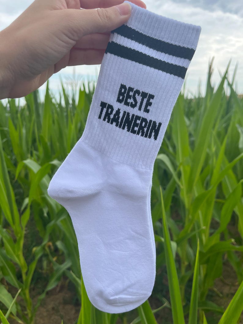 Bester Trainer Beste Trainerin Baumwolle bestickte Tennis Socken personalisiertes Geschenk Geburtstag Trainer Fußball Sport Tennis afbeelding 8