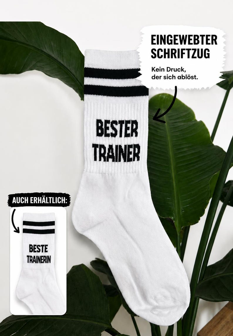 Bester Trainer Beste Trainerin Baumwolle bestickte Tennis Socken personalisiertes Geschenk Geburtstag Trainer Fußball Sport Tennis afbeelding 1