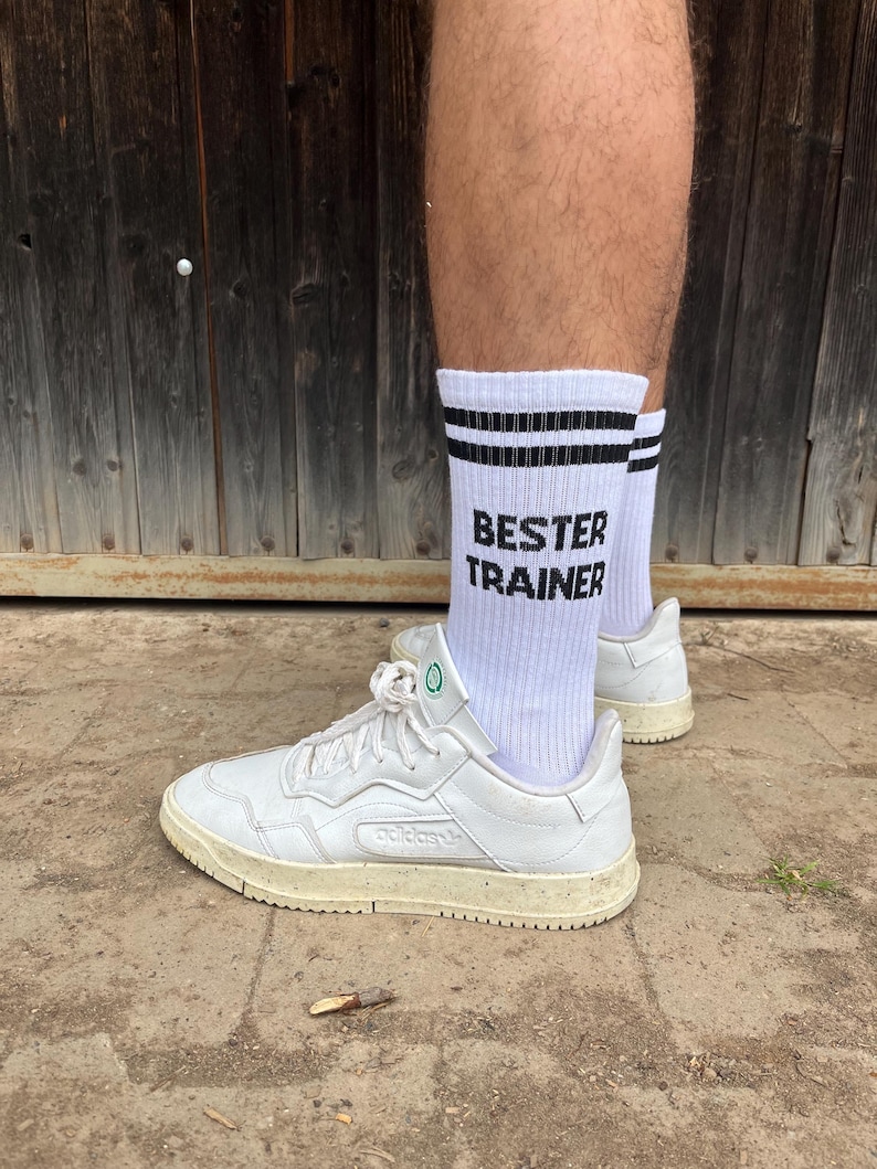 Bester Trainer Beste Trainerin Baumwolle bestickte Tennis Socken personalisiertes Geschenk Geburtstag Trainer Fußball Sport Tennis afbeelding 6