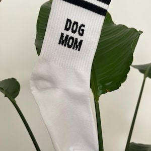 DOG MOM Cotton Personalised Embroidered Tennis Socks Gift Birthday Dog Mom Best Friend Mom Daughter