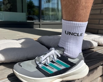 AUNTIE UNCLE Baumwolle bestickte Tennis Socken Geschenk Geburtstag Geburt Patentante Patenonkel Tante Onkel Mama Papa
