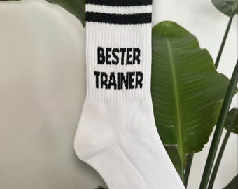 Bester Trainer Beste Trainerin Baumwolle bestickte Tennis Socken Geschenk Geburtstag Trainer*in Fußball Sport Tennis Trainer*in Mannschaft