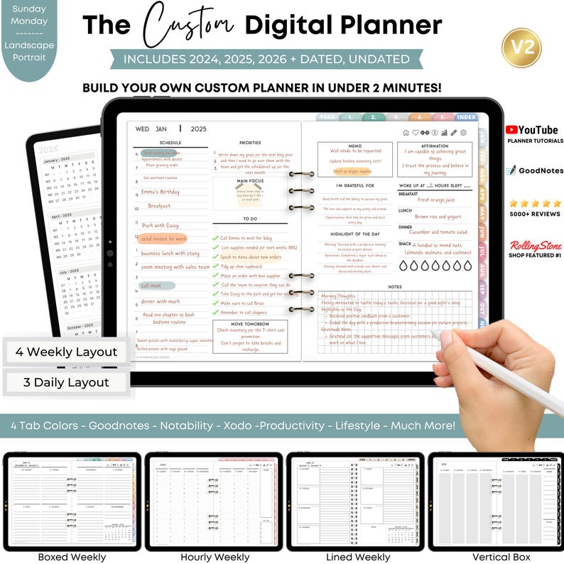 Digital Planner 2025 Daily Planner by Emily Minimalist iPad Planner