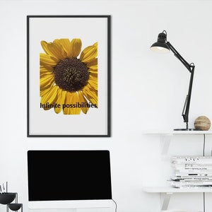 Brighten Your Space with a Framed Sunflower Poster.  Beautiful Happy Sunflower Poster Framed and Ready for Hanging, Original Photography